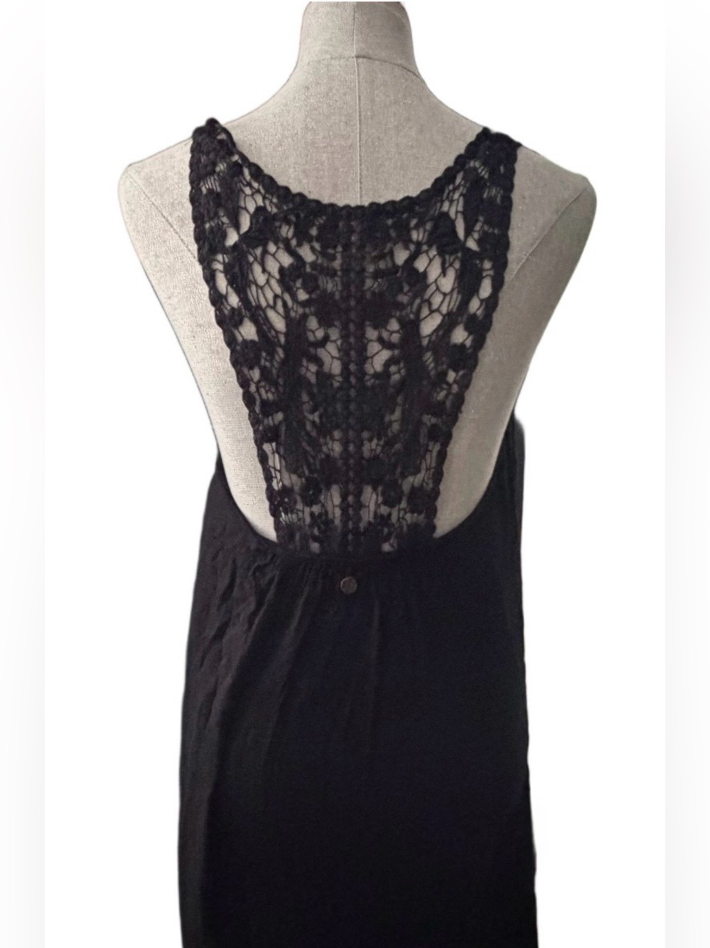 BILLABONG Black Sleeveless Crochet Lace RacerBack Flowy Cover-Up